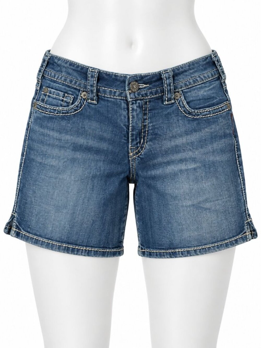 Silver Jeans Womens Suki Denim Shorts Blue Mid-Rise Casual Relaxed Fit Made In C